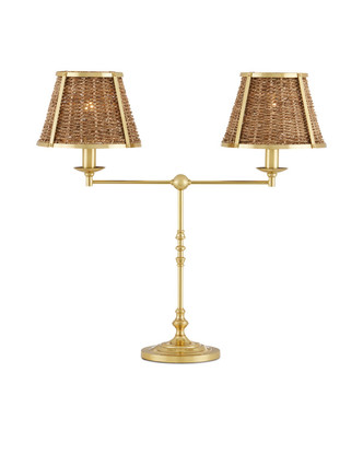 Currey and Company - 6000-0899 - Two Light Desk Lamp - Deauville - Natural/Polished Brass