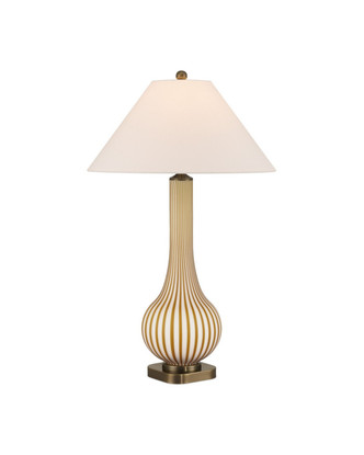 Currey and Company - 6000-1019 - One Light Table Lamp - Striae - Yellow/Off-White