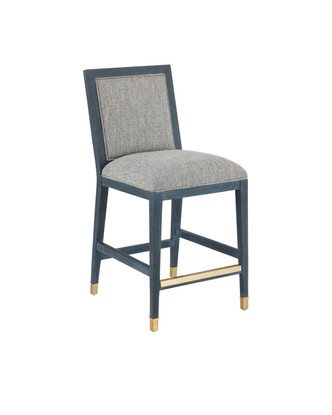 Currey and Company - 7000-0902 - Counter Stool - Santos - Vintage Navy/Satin Brass