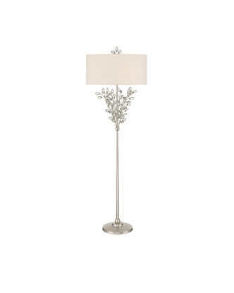 Currey and Company - 8000-0169 - Two Light Floor Lamp - Forget-Me-Not - Clear/Silver Leaf