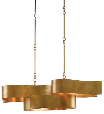 Currey and Company - 9000-0046 - Six Light Chandelier - Grand Lotus - Antique Gold Leaf