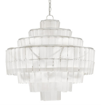 Currey and Company - 9000-0160 - Eight Light Chandelier - Sommelier - Opaque White/Contemporary Silver Leaf