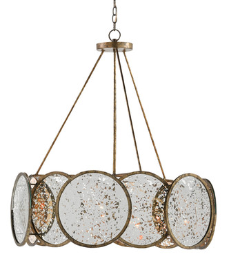 Currey and Company - 9000-0277 - Six Light Chandelier - Oliveri - Pyrite Bronze/Antique Mirror
