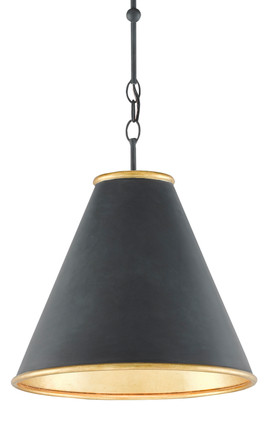 Currey and Company - 9000-0534 - One Light Pendant - Pierrepont - Antique Black/Contemporary Gold Leaf/Gold