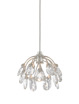 Currey and Company - 9000-0667 - One Light Pendant - Crystal Bud - Clear/Contemporary Silver Leaf/Silver