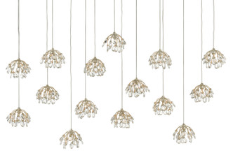 Currey and Company - 9000-0671 - 15 Light Pendant - Crystal Bud - Clear/Contemporary Silver Leaf/Silver