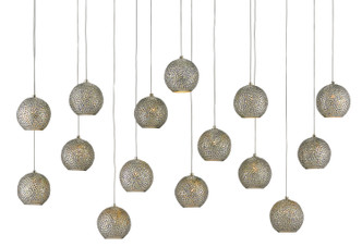 Currey and Company - 9000-0685 - 15 Light Pendant - Giro - Blue/Nickel/Silver