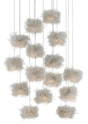 Currey and Company - 9000-0698 - 15 Light Pendant - Birds Nest - Clear/Silver