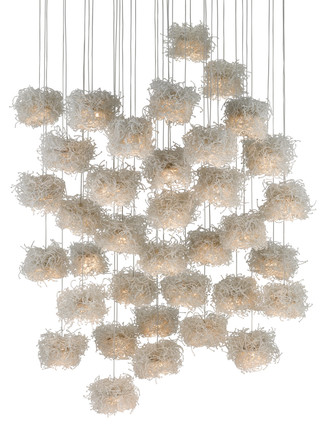 Currey and Company - 9000-0701 - 36 Light Pendant - Birds Nest - Clear/Silver