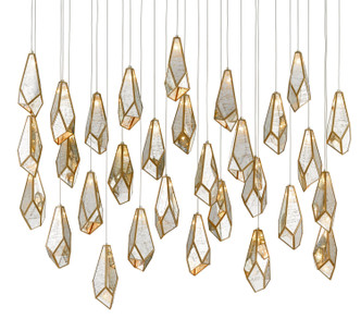 Currey and Company - 9000-0707 - 30 Light Pendant - Glace - Raj Mirror/Antique Brass/Silver