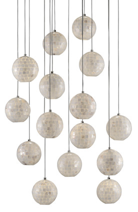 Currey and Company - 9000-0719 - 15 Light Pendant - Finhorn - Natural/Silver