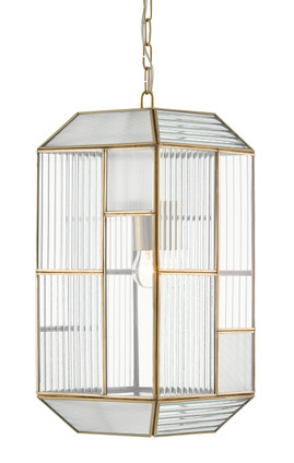 Currey and Company - 9000-0749 - One Light Pendant - Bardolph - Clear/Antique Brass