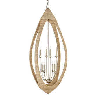Currey and Company - 9000-0836 - Eight Light Chandelier - Menorca - Natural/Contemporary Silver Leaf/Smokewood