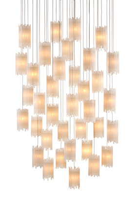 Currey and Company - 9000-0887 - 36 Light Pendant - Escenia - Frosted White/Silver