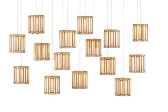 Currey and Company - 9000-0892 - 15 Light Pendant - Daze - Antique Brass/White/Silver