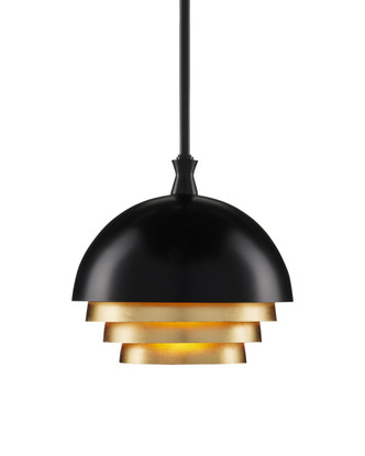 Currey and Company - 9000-0953 - One Light Pendant - Salviati - Black/Gold Leaf