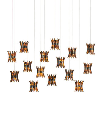Currey and Company - 9000-1044 - 15 Light Pendant - Alsop - Brown/Black/Natural/Silver