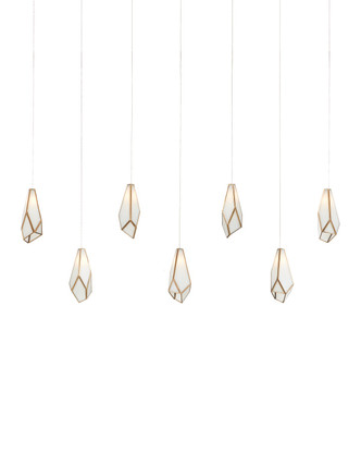 Currey and Company - 9000-1072 - Seven Light Pendant - Glace - White/Antique Brass/Silver