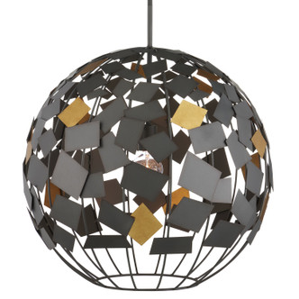 Currey and Company - 9000-1089 - One Light Chandelier - Moon Night Gray & Gold Orb Chandelier - Hiroshi Gray/Contemporary Gold Leaf