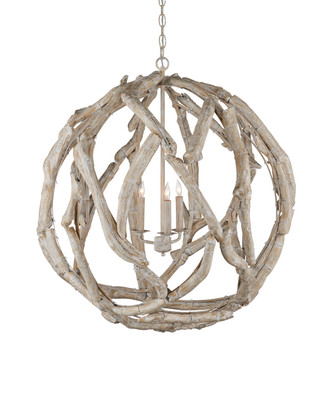 Currey and Company - 9000-1133 - Three Light Chandelier - Driftwood - Whitewash