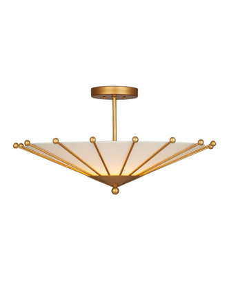 Currey and Company - 9000-1225 - One Light Semi-Flush Mount - Epoch - Contemporary Gold Leaf/Off-White