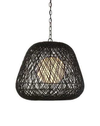 Currey and Company - 9000-1243 - One Light Pendant - Osbert - Black/Satin Black/White