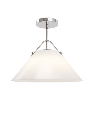Currey and Company - 9000-1280 - One Light Pendant - Bronwen - Opaque White/Polished Nickel