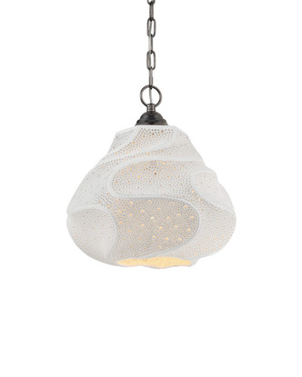 Currey and Company - 9000-1283 - One Light Pendant - Wintershall - White/Antique Brushed Nickel