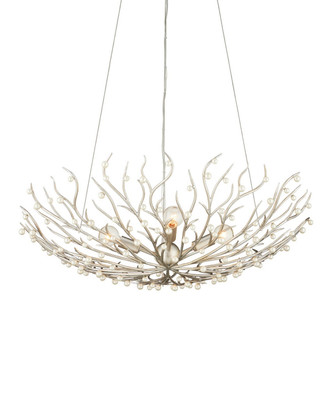 Currey and Company - 9000-1292 - Four Light Chandelier - Shinju - Natural/Contemporary Silver Leaf