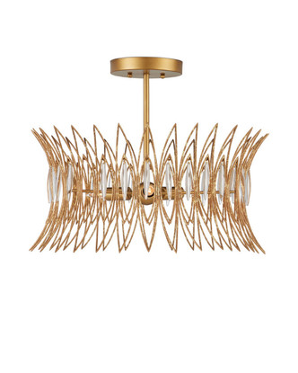 Currey and Company - 9000-1325 - Three Light Flush Mount - Marquise - Clear/Luxor Gold