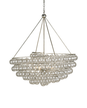 Currey and Company - 9002 - Four Light Chandelier - Stratosphere - Clear/Contemporary Silver Leaf