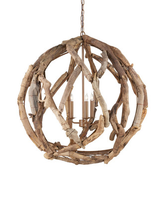 Currey and Company - 9078 - Three Light Chandelier - Driftwood - Natural/Washed Driftwood