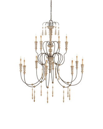 Currey and Company - 9117 - 12 Light Chandelier - Hannah - Stockholm White/Rust