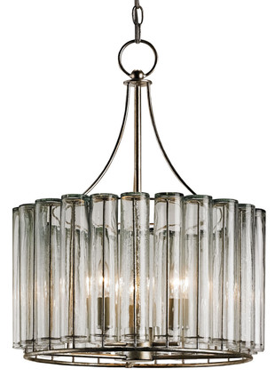 Currey and Company - 9293 - Three Light Chandelier - Bevilacqua - Clear/Silver Leaf