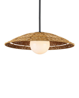 Currey and Company - 9500-0017 - One Light Pendant - Barbary - Natural/Black/Frosted White