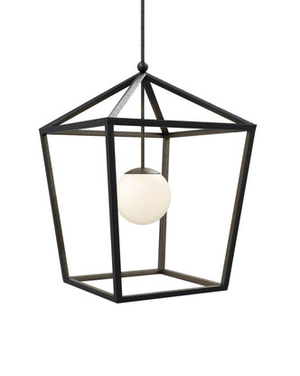 Currey and Company - 9500-0024 - One Light Lantern - Denison - Black/Frosted White