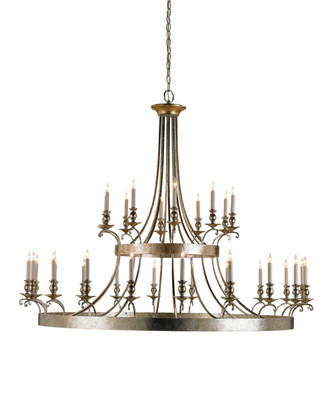 Currey and Company - 9582 - 30 Light Chandelier - Lodestar - Granello Silver Leaf/Antique Gold Leaf