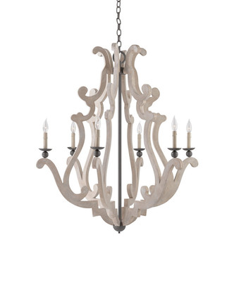 Currey and Company - 9636 - Six Light Chandelier - Durand - Portland/Old Iron