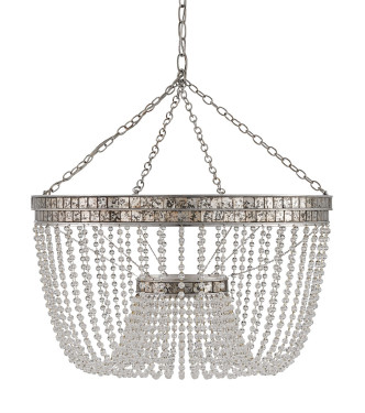 Currey and Company - 9685 - Eight Light Chandelier - Highbrow - Contemporary Silver Leaf/Distressed Silver Leaf/Clear