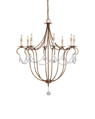 Currey and Company - 9881 - Eight Light Chandelier - Crystal Lights - Rhine Gold