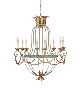 Currey and Company - 9948 - Eight Light Chandelier - Elegance - Etruscan/Gold Leaf