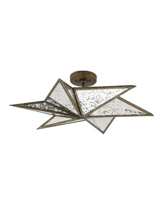 Currey and Company - 9999-0031 - Three Light Semi-Flush Mount - Stargazer - Antique Mirror/Pyrite Bronze