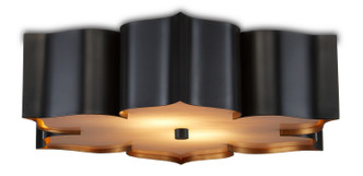 Currey and Company - 9999-0060 - Two Light Flush Mount - Grand Lotus - Satin Black/Contemporary Gold/Faux Alabaster