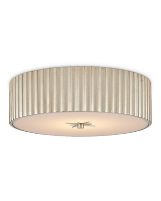 Currey and Company - 9999-0066 - One Light Flush Mount - Caravel - Silver Leaf/White