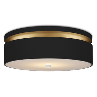 Currey and Company - 9999-0070 - One Light Flush Mount - Serenity Black Flush Mount - Satin Black/Contemporary Gold/White