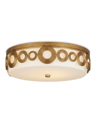 Currey and Company - 9999-0076 - One Light Flush Mount - Gyges - Brass/White