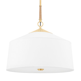 Hudson Valley - 5223-AGB - Three Light Pendant - White Plains - Aged Brass