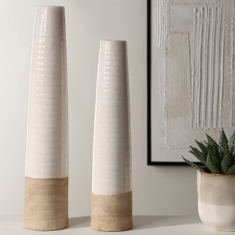 Uttermost - 18156 - Vases S/2 - Ivory Sands - White Ceramic