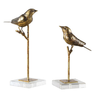 Uttermost - 18898 - Sculpture Set/2 - Passerines - Antiqued Gold Leaf