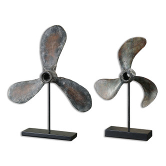 Uttermost - 19947 - Sculpture Set/2 - Propellers - Rust Brown w/Green